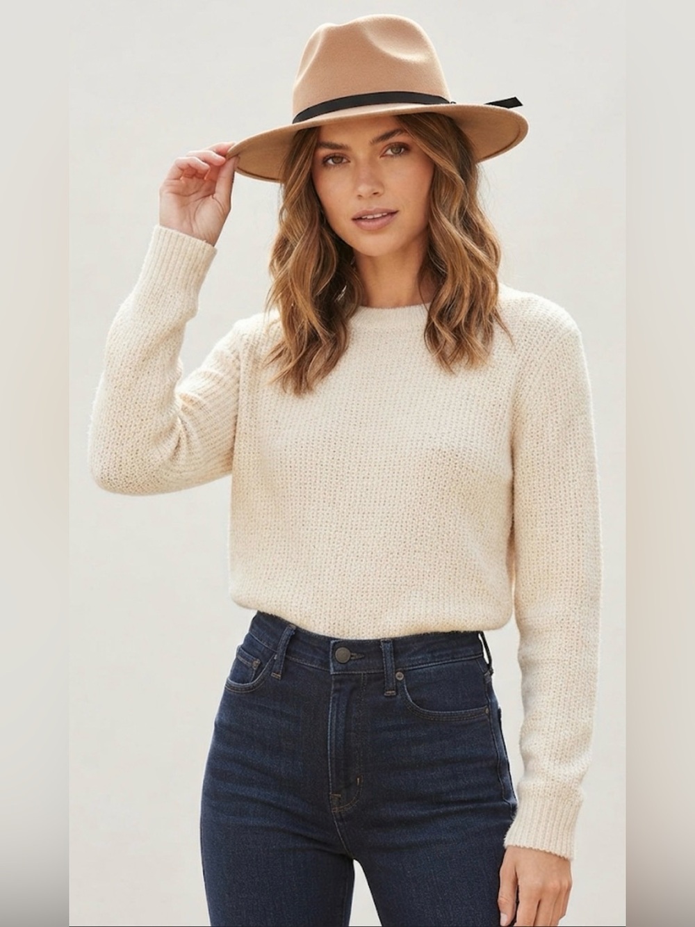 Open Edit Camel Wool Felt Fedora Hat
